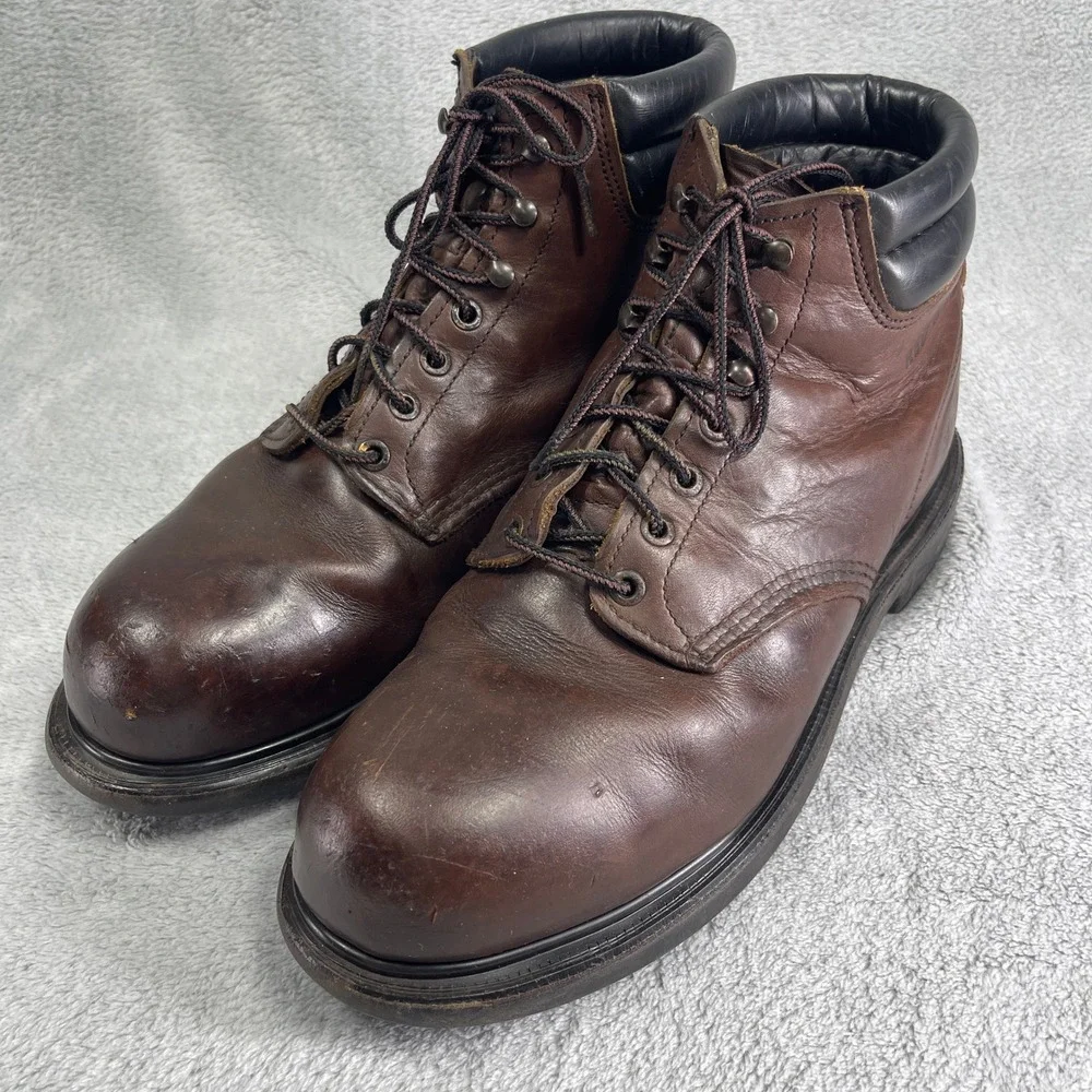 Red Wing Boots Mens 10.5 Brown SuperSole Steel Toe Distressed Leather Work
